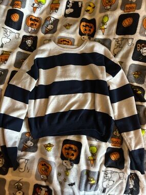Striped Crewneck Sweater - Navy & White